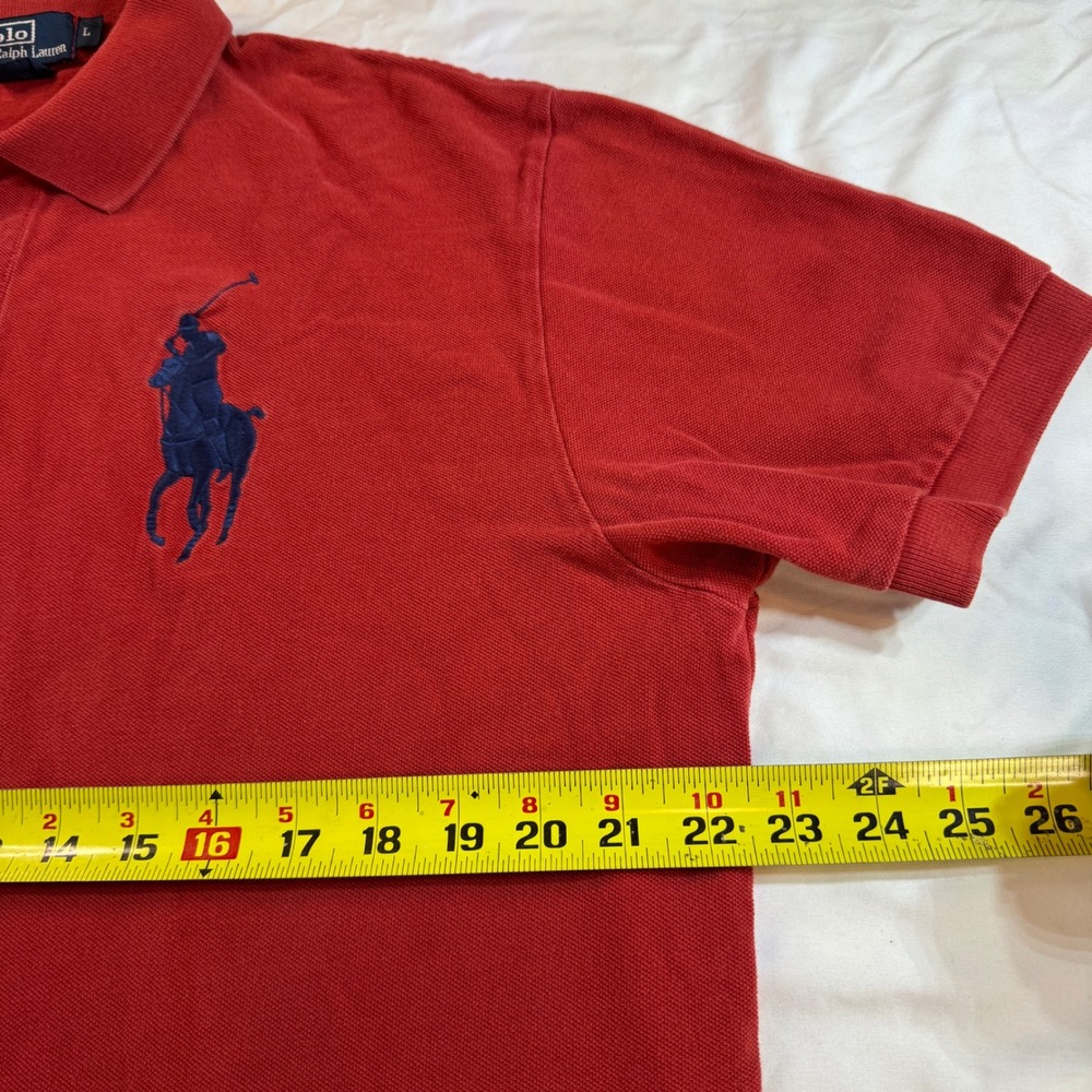 Y2K Polo Ralph Lauren Red USA Flag Big Pony Polo Shirt Men's Size Large - Picture 5 of 7